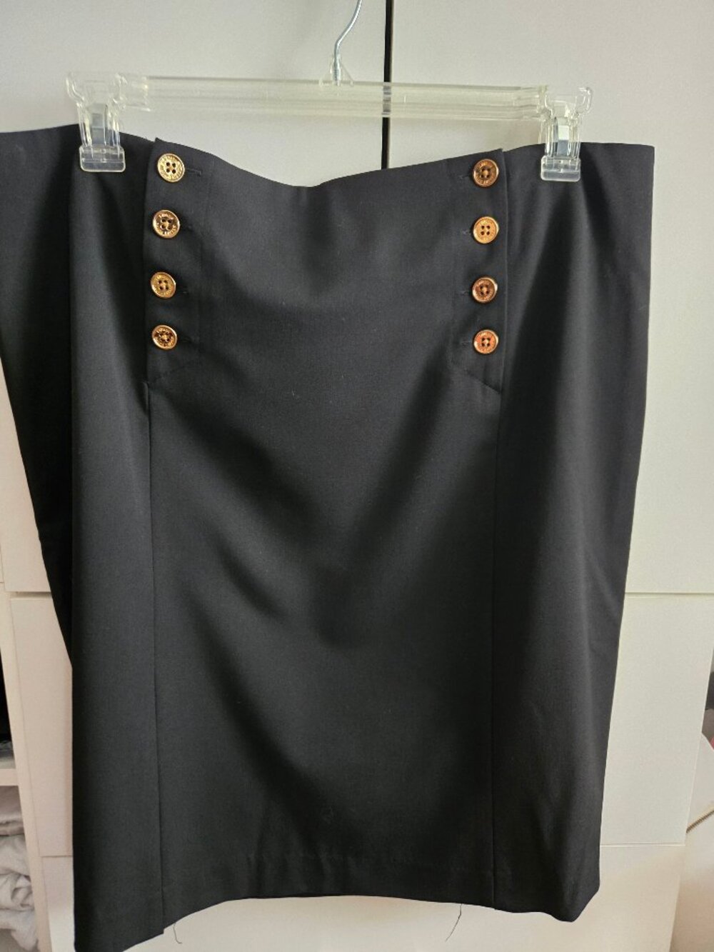 Ralph Lauren Classic Black Skirt w/Gold Buttons - Sz 16  - Like New